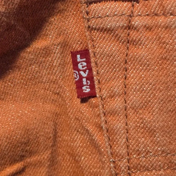 Levis 501 White Oak Cone Denim Jeans Button Fly Salmon Orange Mens Fit Sz 32x29 - Picture 8 of 14